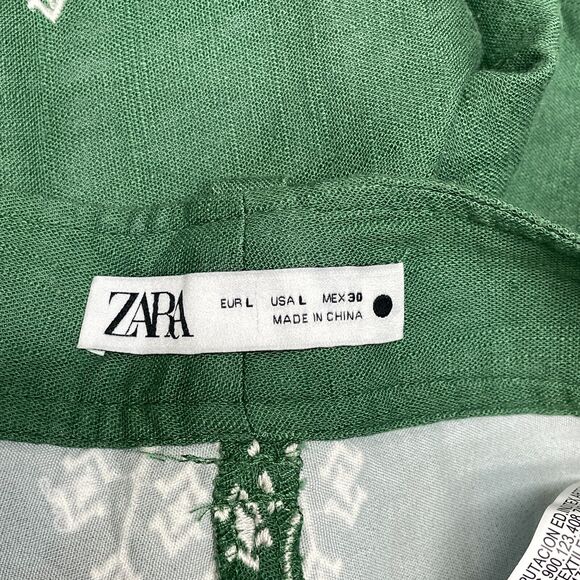 Zara Green Wide Leg Pants with White Pattern - Picture 10 of 16